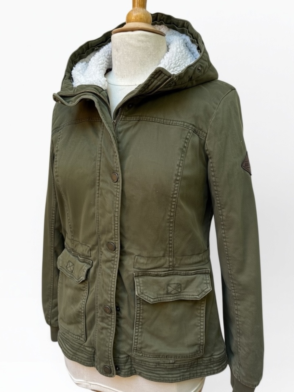 Hollister Heritage Collection Olive Green Utility Cargo Jacket Size Large